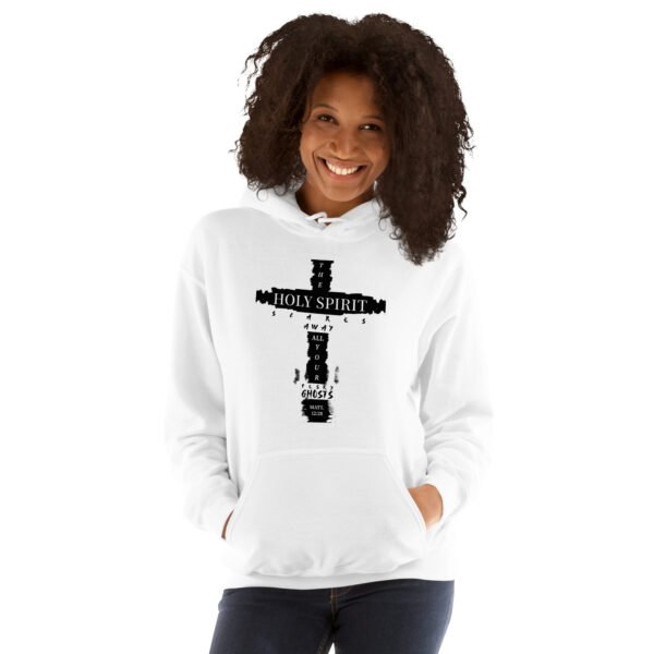 The Holy Spirit Scares All Your Pesky Ghosts White Hoodie - Image 3
